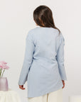 Baby Blue Cotton Ruched Tunic