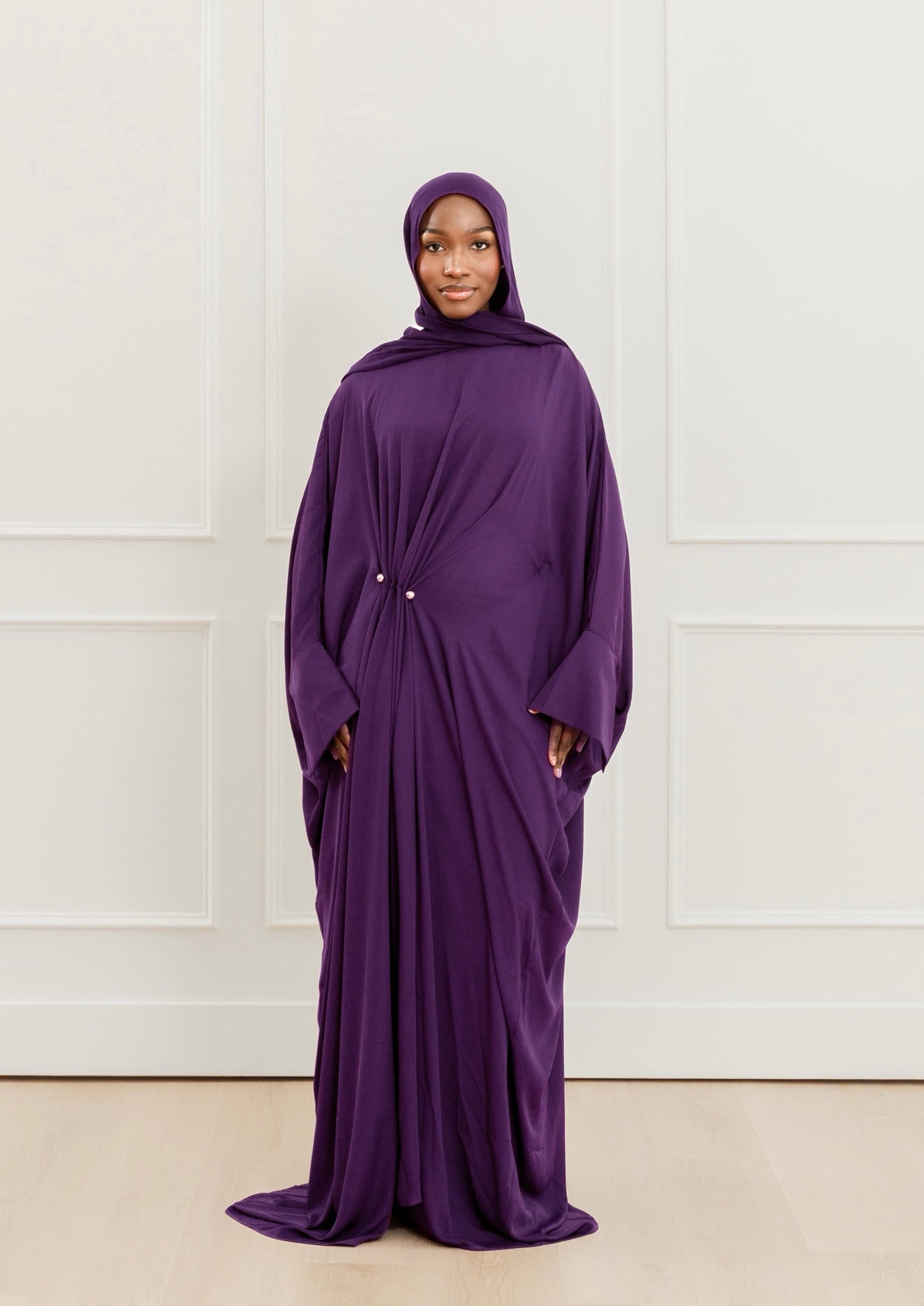 purple kaftan dresses Exquisite Lilac Satin Kaftan Dress with Floral Print