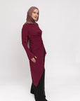 Burgundy Asymmetric Slit Tunic