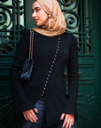 Black Gold Buttoned Sweater