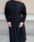 Black Batwing Jersey Maxi Dress