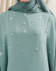 Sea Green Beaded Kaftan Gown- Final Sale