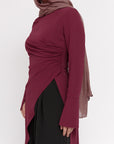 Burgundy Asymmetric Slit Tunic