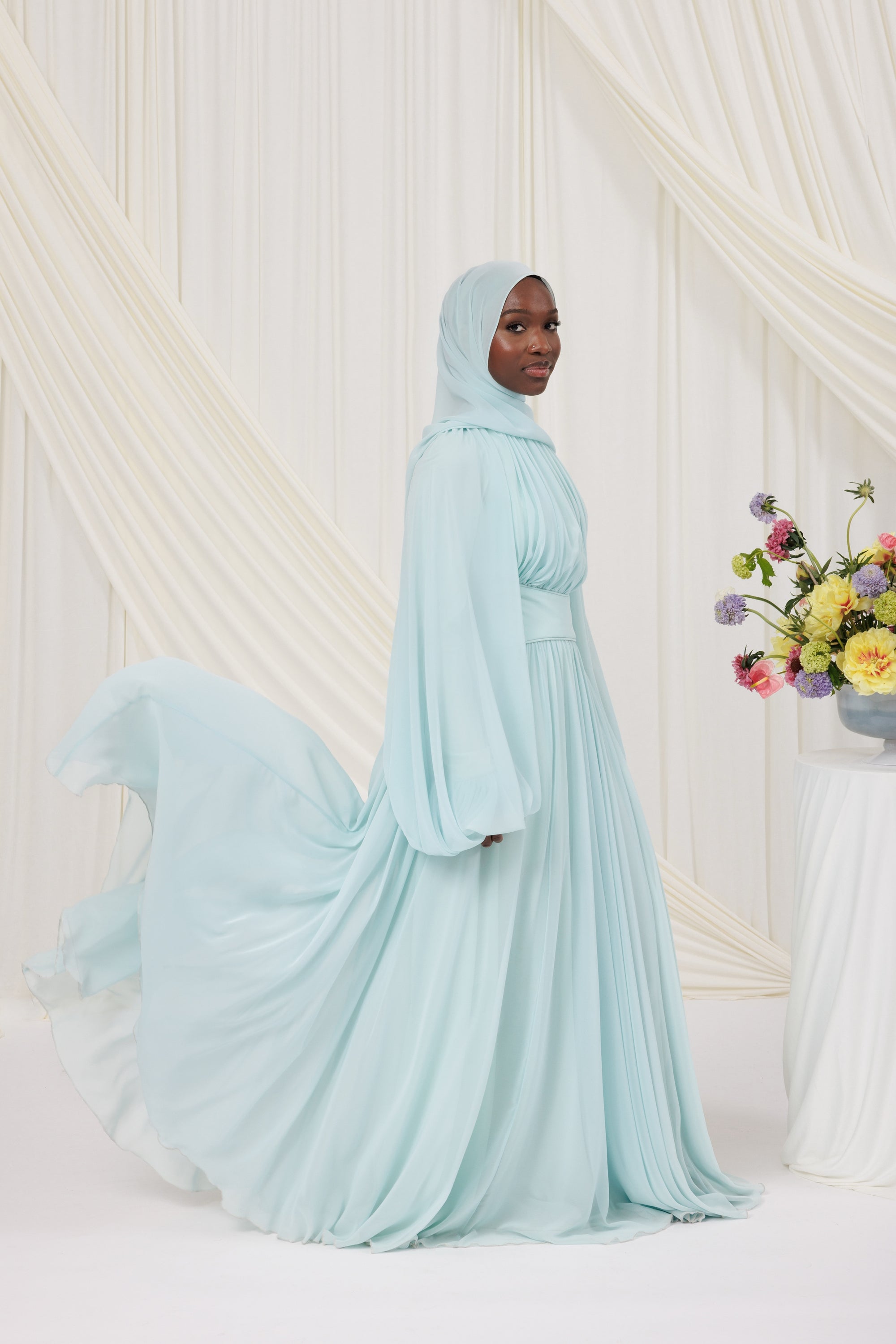 Icy Mint Structured Belt Gown