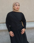 Black Batwing Jersey Maxi Dress