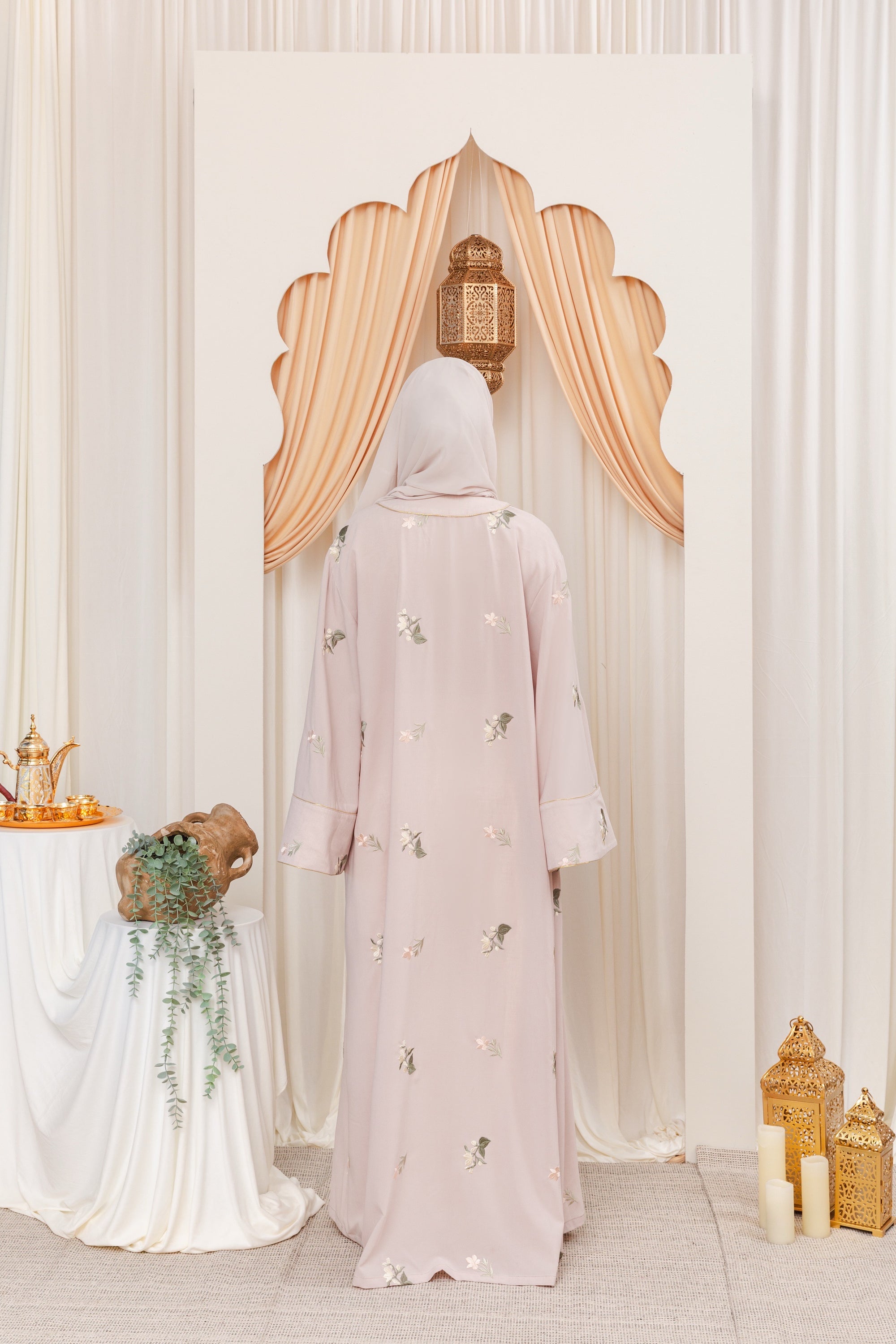 Mauve Pink Yasmin Embroidered Abaya