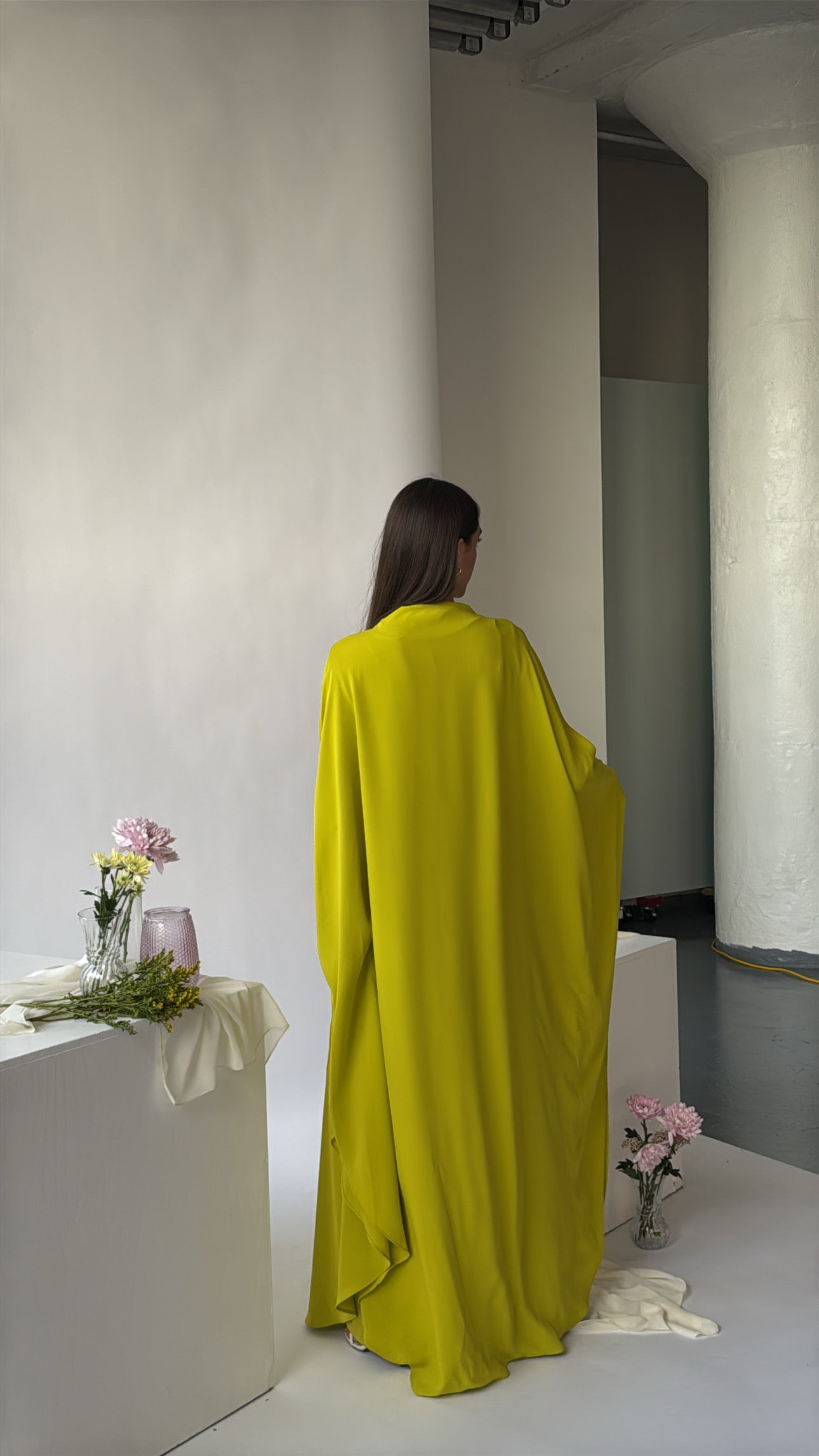 Lime Beaded Kaftan Gown- Final Sale