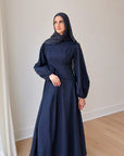 Navy Balloon Top & Maxi Skirt Set