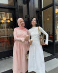 Crepe Blush Asymmetric Draped Dress
