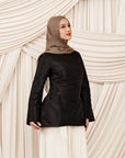 Black Taffeta Peplum Tunic