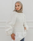 White Cotton Smocked Tunic
