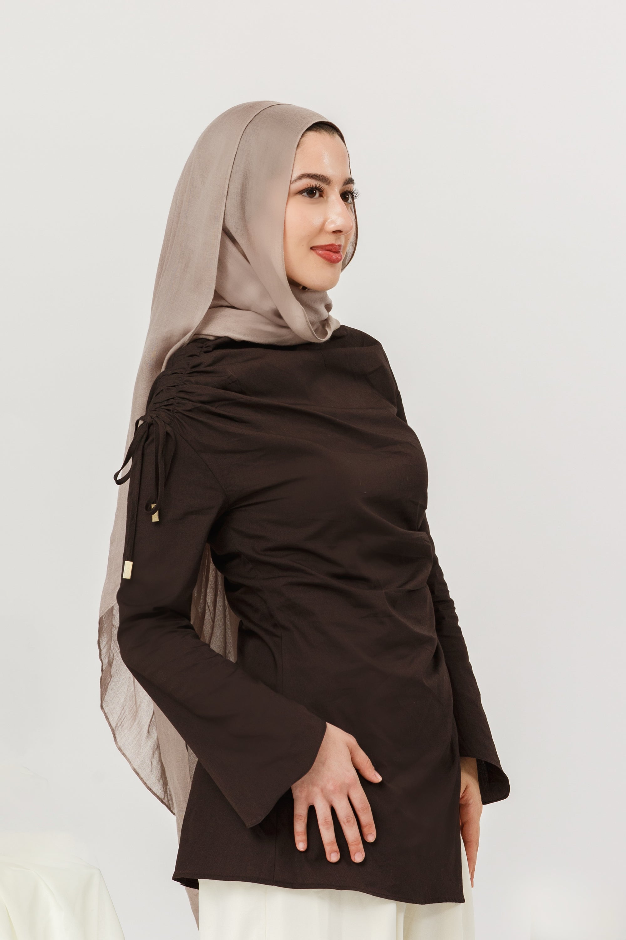 Dark Espresso Cotton Ruched Tunic