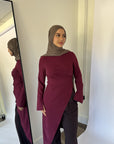 Burgundy Asymmetric Slit Tunic