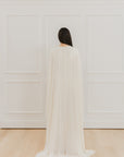 Ivory Embellished Chiffon Cape Gown