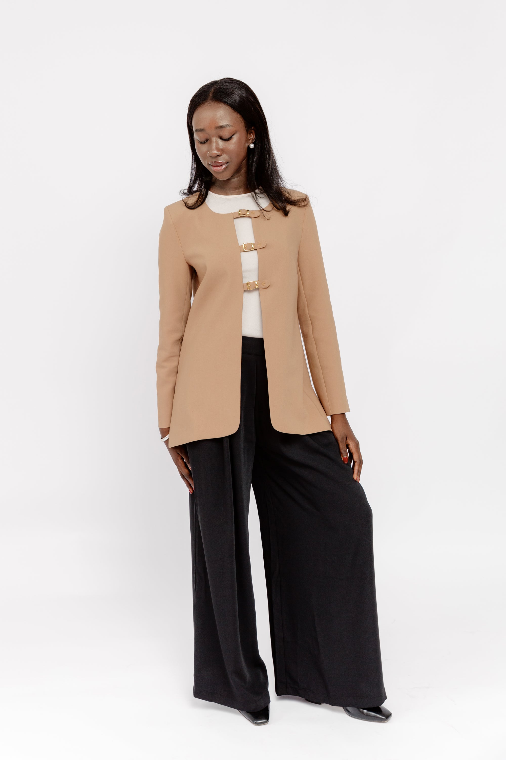 Camel Buckled Blazer Tunic *ships 11/10