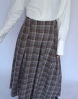Brown Plaid Flare Skirt