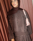 Brown & Pink Polkadot Low Waisted Skirt Set