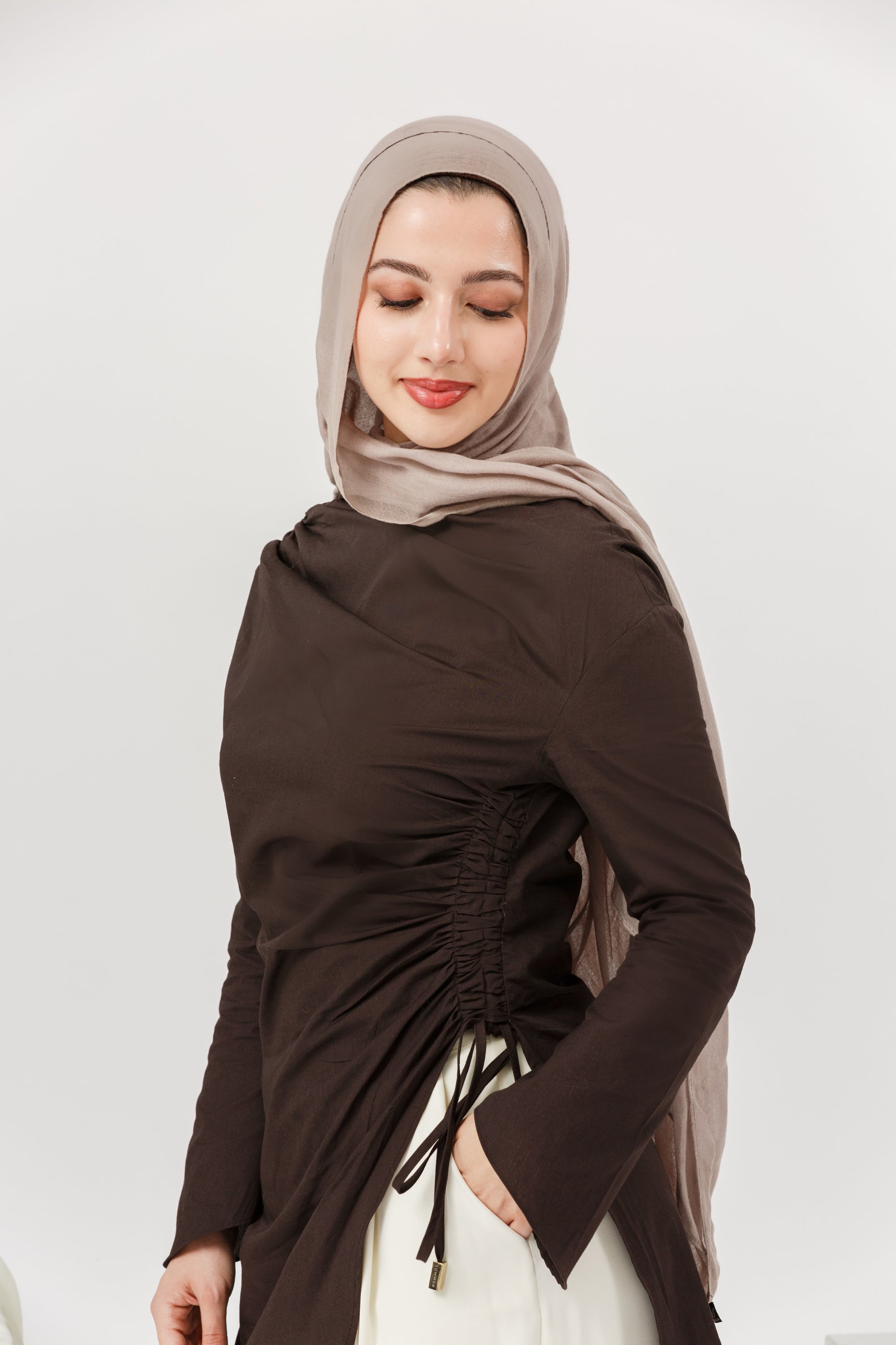 Dark Espresso Cotton Ruched Tunic