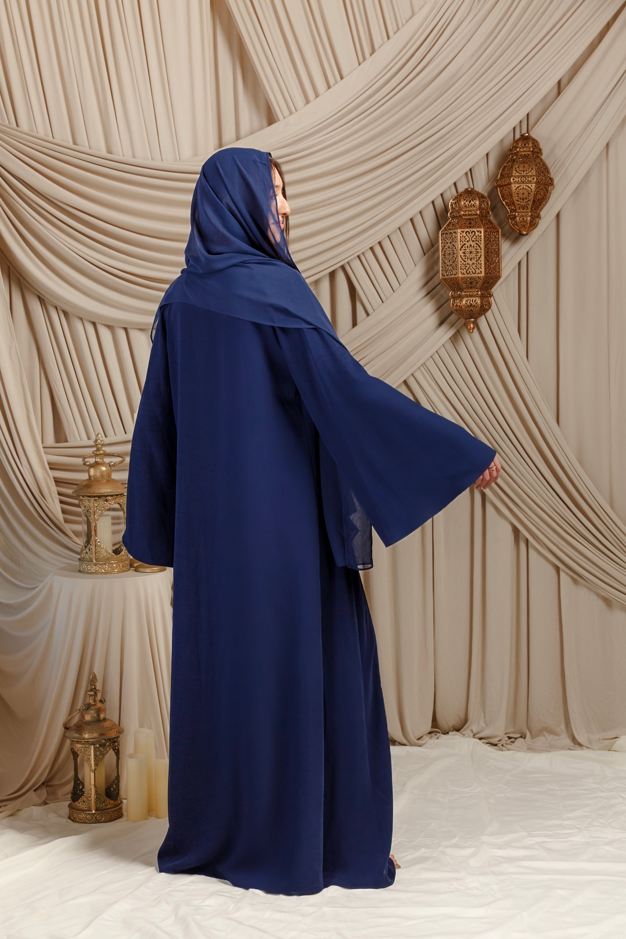Midnight Navy Low Waisted Abaya Set (2 pcs) - Final Sale