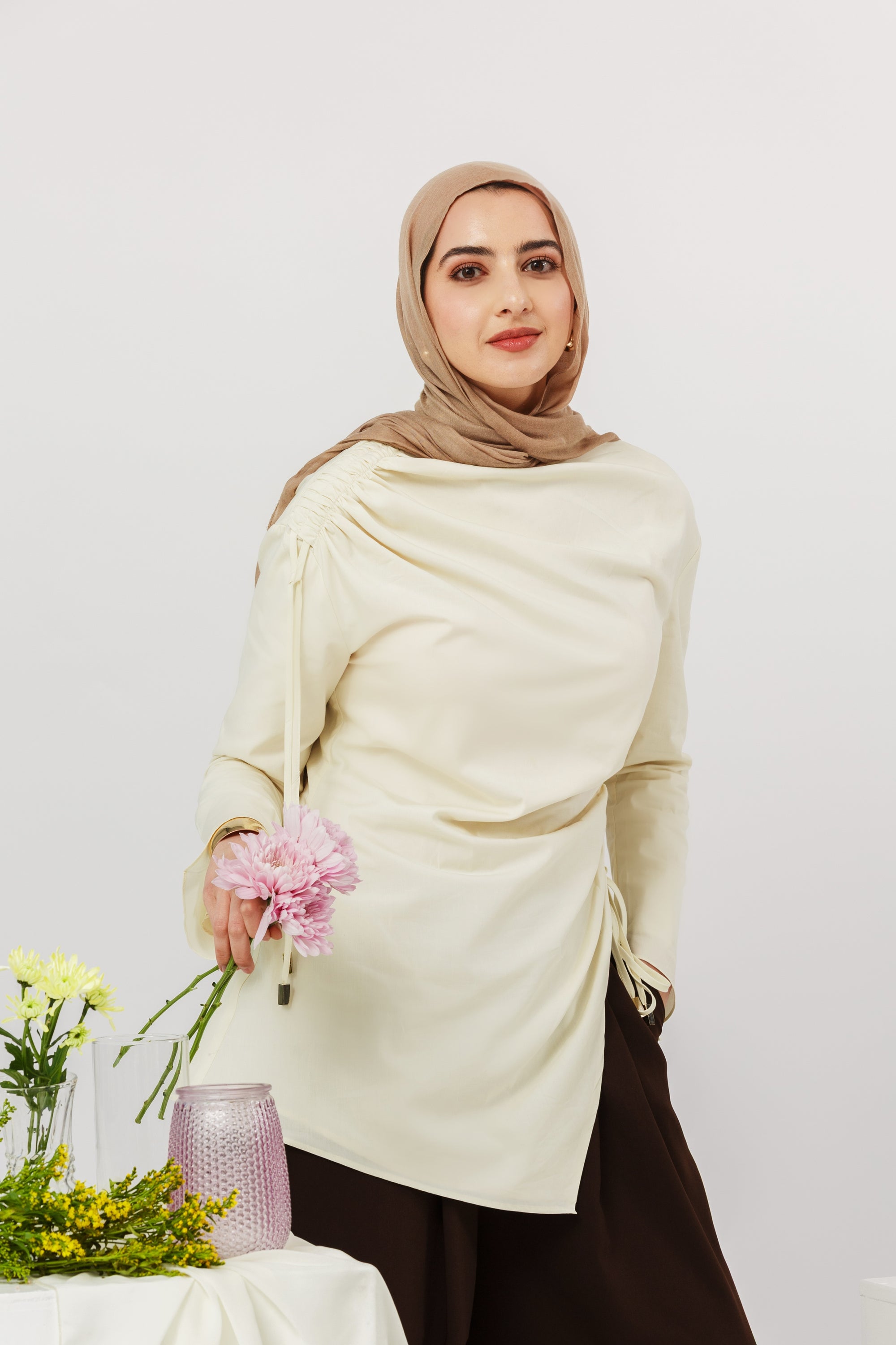 Buttercream Cotton Ruched Tunic - Final Sale