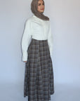 Brown Plaid Flare Skirt