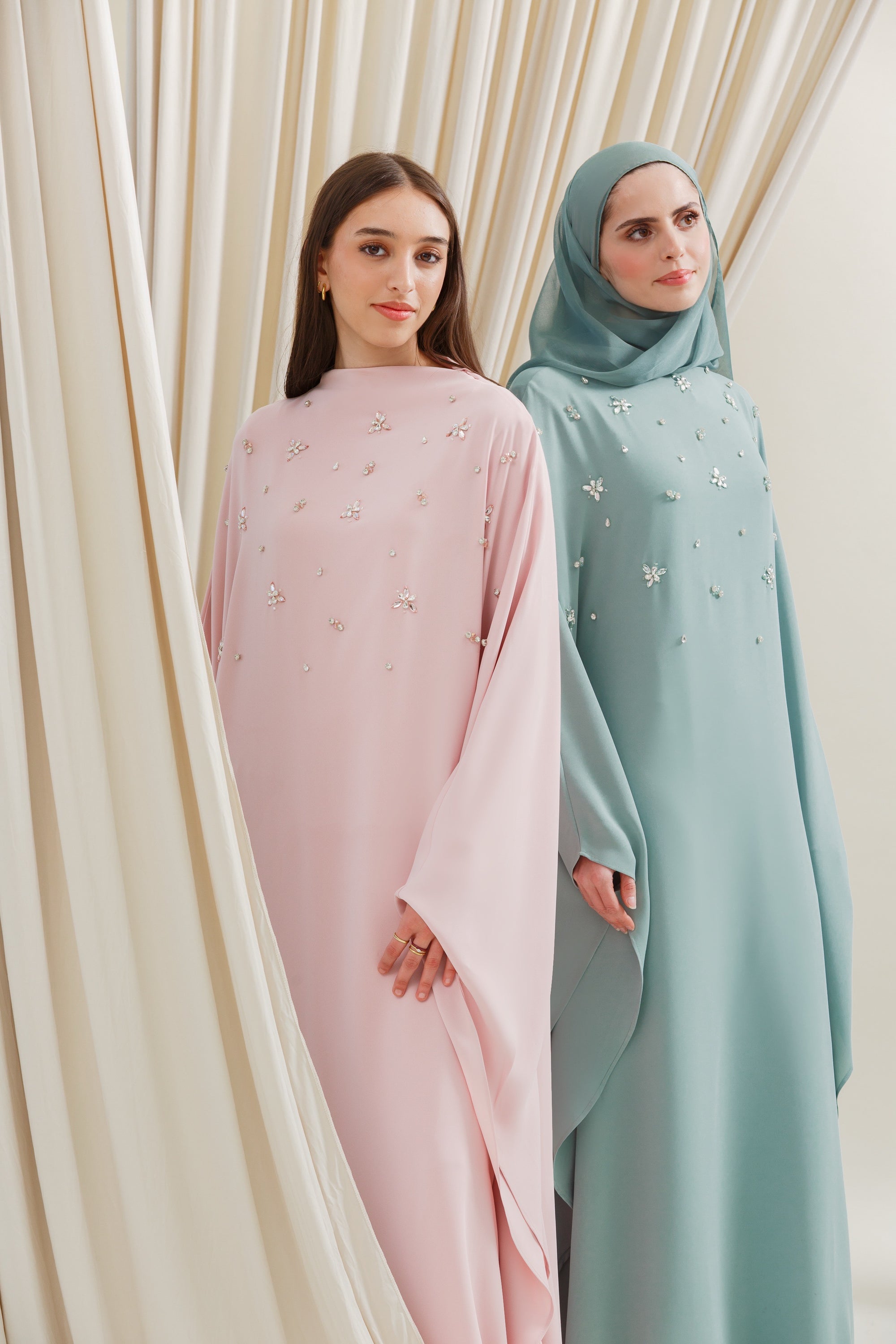 Orchid Pink Beaded Kaftan Gown- Final Sale