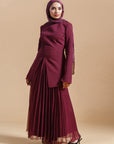 Burgundy Pleated Chiffon Skirt - Final Sale