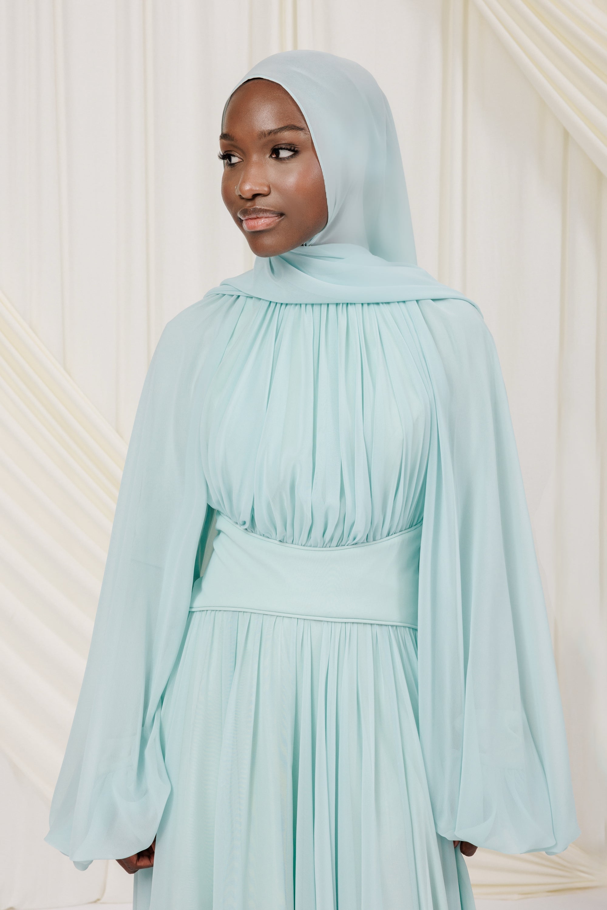 Icy Mint Structured Belt Gown