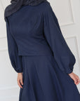 Navy Balloon Top & Maxi Skirt Set