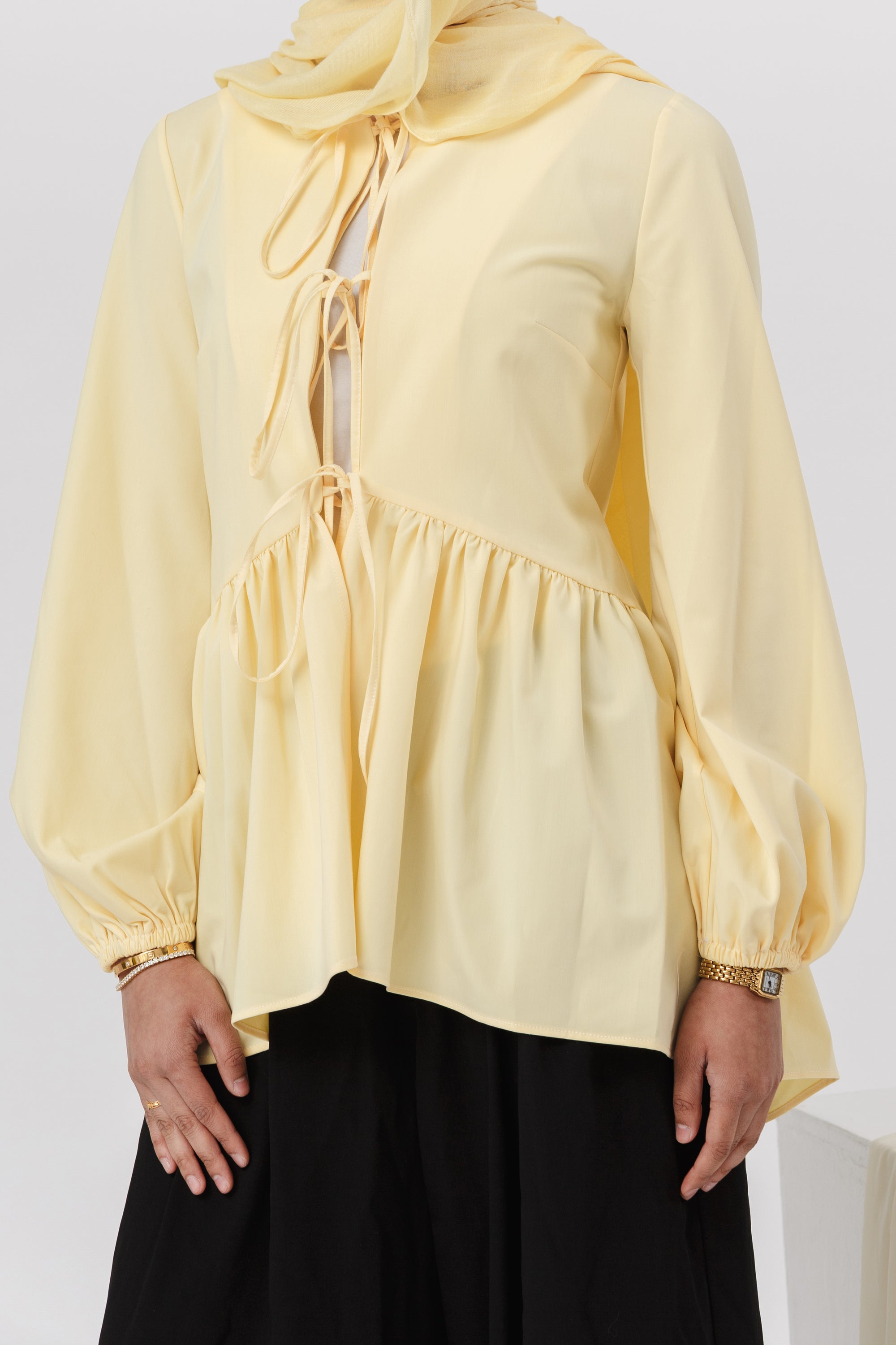 Butter Yellow Bow Tie Tunic