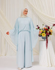 Sky Blue Chiffon Cape Tunic Set (3 pcs)- Final Sale