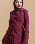 Burgundy Buttoned Blazer Tunic