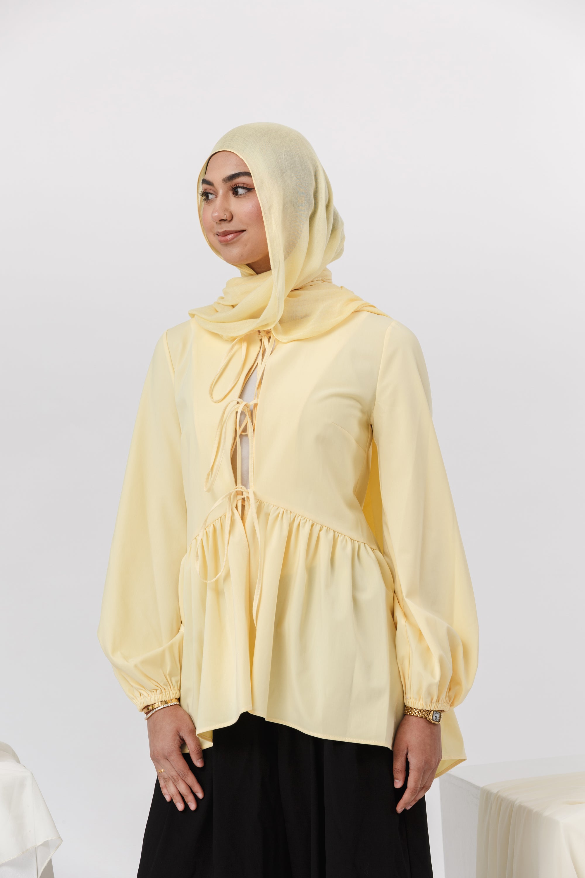 Butter Yellow Bow Tie Tunic