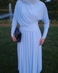 Baby Blue Batwing Jersey Maxi Dress