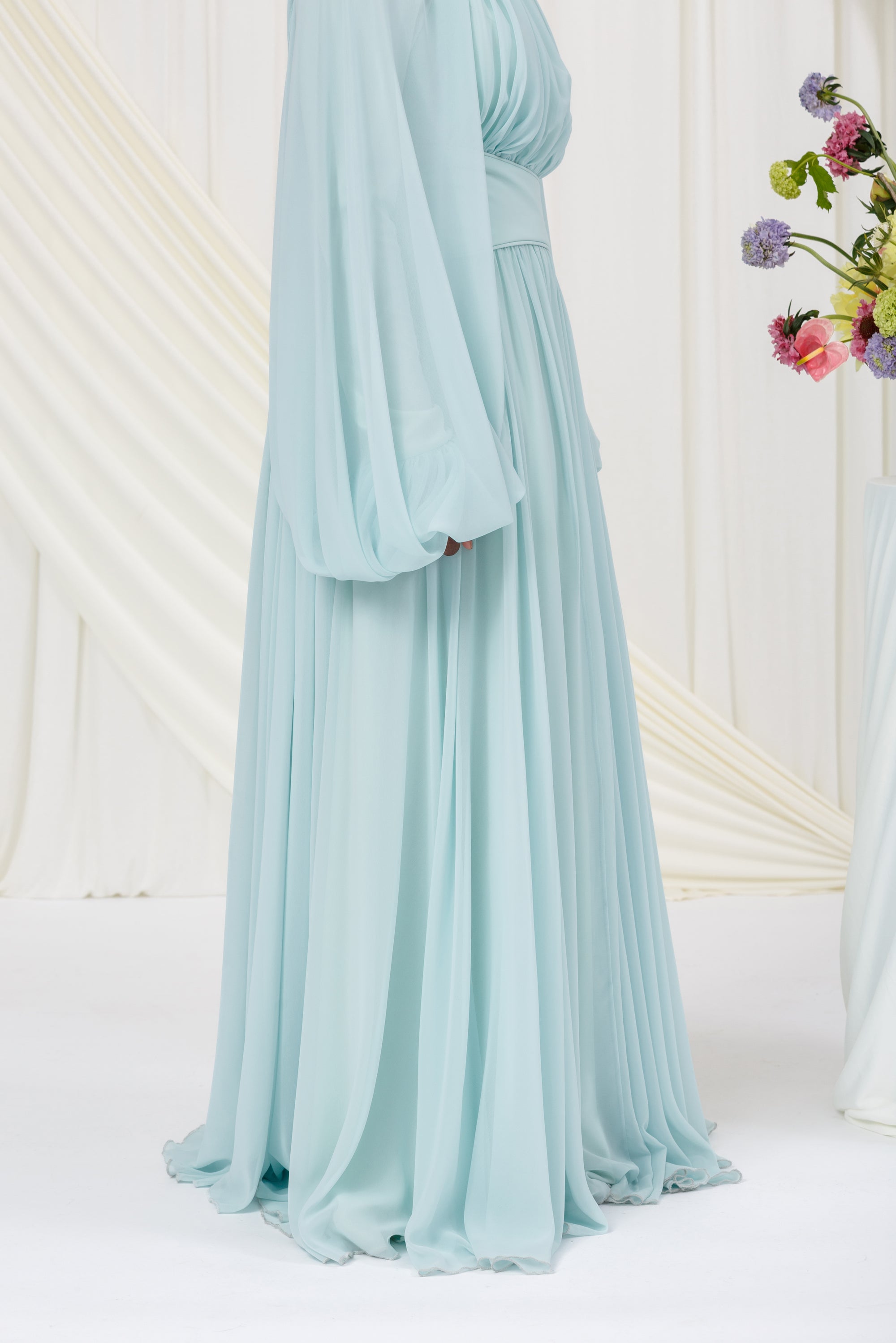 Icy Mint Structured Belt Gown
