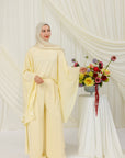 Butter Yellow Chiffon Cape Tunic Set (3 pcs)- Final Sale
