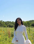 White Bell Sleeve Lace Dress