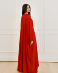 Red Draped Hardware Kaftan