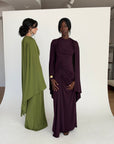 Plum Jersey Cape Gown