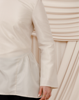 Cream Taffeta Peplum Tunic