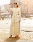 Cream Pleated Chiffon Skirt - Final Sale