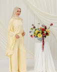 Butter Yellow Chiffon Cape Tunic Set (3 pcs)- Final Sale