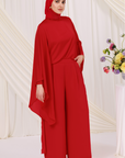 Red Chiffon Cape Tunic Set (3 pcs)