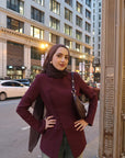 Burgundy Buttoned Blazer Tunic
