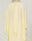Butter Yellow Chiffon Cape Tunic Set (3 pcs)- Final Sale