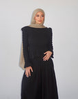 Black Ruched Top & Maxi Skirt Set