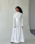 White Asymmetric Draped Dress- Final Sale