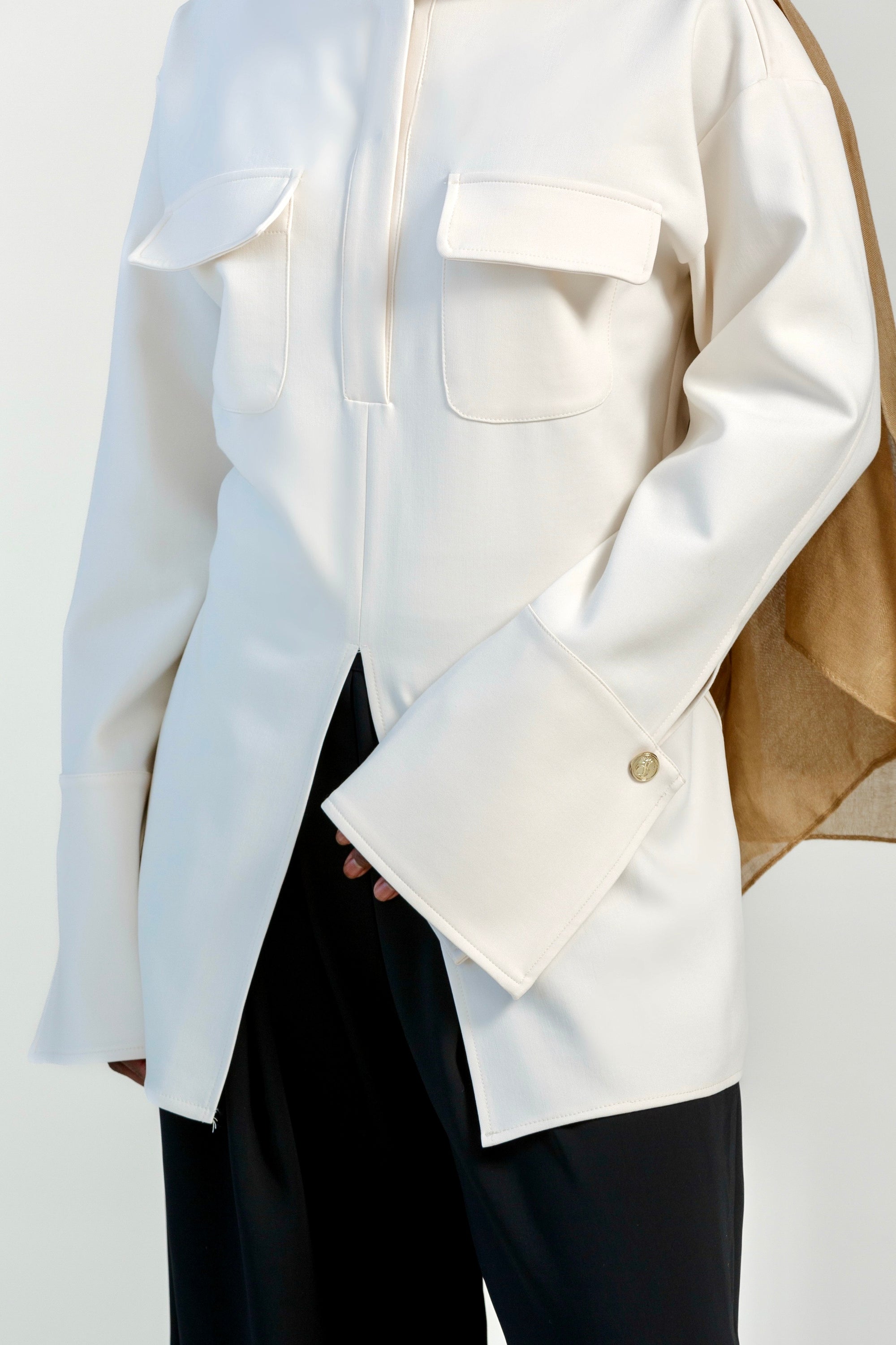 Cream Utility Slit Tunic