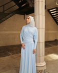 Baby Blue Batwing Jersey Maxi Dress