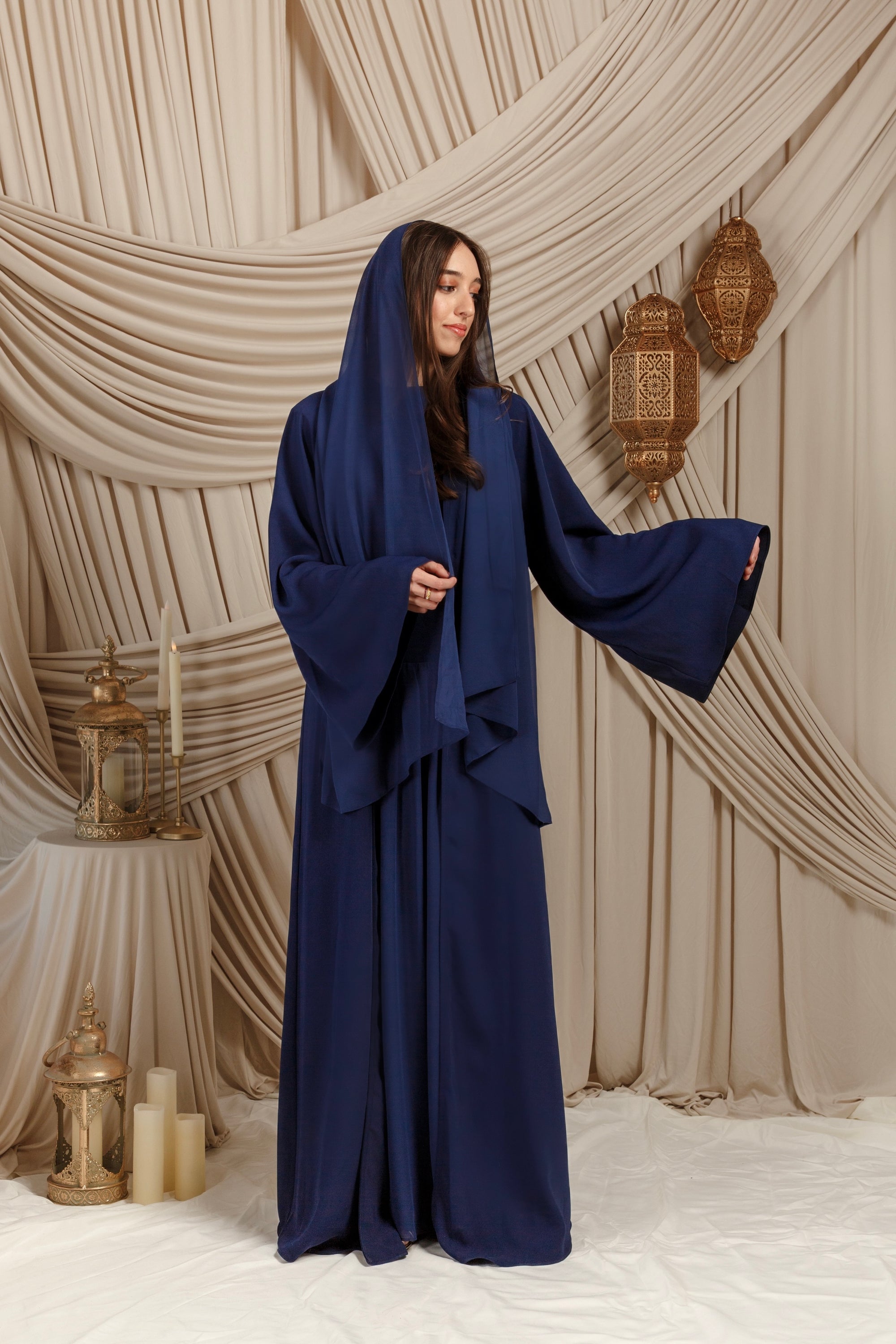 Midnight Navy Low Waisted Abaya Set (2 pcs) - Final Sale